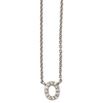 Cheryl M Sterling Silver CZ Letter O 18in. Necklace