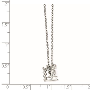 Cheryl M Sterling Silver CZ Chinese Good Fortune Symbol 18in. Necklace — alternate view