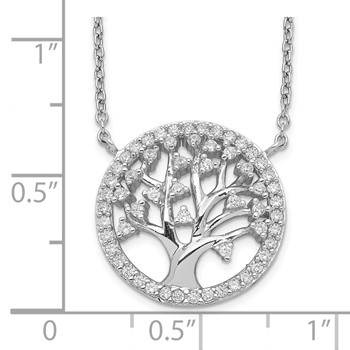Cheryl M Sterling Silver Rhodium-plated Brilliant-cut CZ Tree Of Life 18 Inch Necklace — alternate view