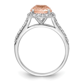 Cheryl M Sterling Silver Rhodium-plated 100 Facet Simulated Morganite and White Brilliant-cut CZ Halo Ring — alternate view
