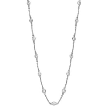 Cheryl M Sterling Silver Rhodium-plated Brilliant-cut Round CZ 19 Station 18.5 Inch Necklace — alternate view