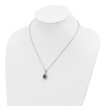 Cheryl M Sterling Silver Gold-plated Brown and White Brilliant-cut CZ Teardrop 18.5 Inch Necklace — alternate view