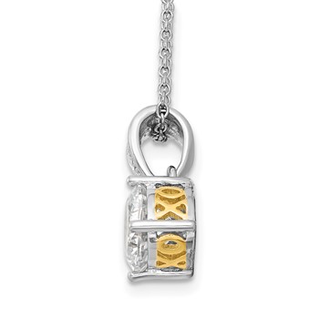 Cheryl M Sterling Silver Rhodium-plated with Gold-plated Accent Brilliant-cut 8mm CZ XO Gallery 18 Inch Necklace — alternate view