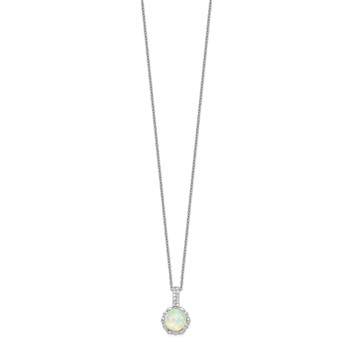 Cheryl M Sterling Silver Rhodium-plated Cabochon Lab Created Opal and Brilliant-cut CZ 18.5 Inch Necklace — alternate view