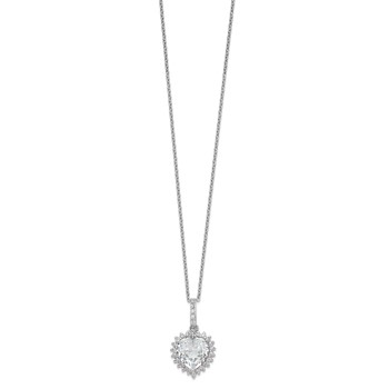 Cheryl M Sterling Silver Rhodium-plated Fancy 100-Facet and Brilliant-cut CZ Heart 18.5 Inch Necklace — alternate view