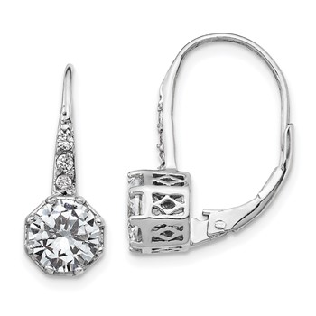 Cheryl M Sterling Silver Rhodium-plated Brilliant-cut CZ Leverback Earrings