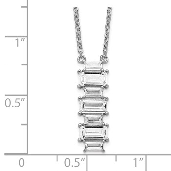 Cheryl M Sterling Silver Rhodium-plated Emerald-cut CZ Vertical Bar 18 Inch Necklace — alternate view