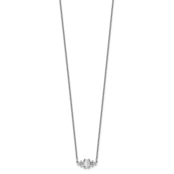 Cheryl M Sterling Silver Rhodium-plated Brilliant-cut and Emerald-cut Bar 18 Inch Necklace — alternate view