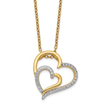 Cheryl M Sterling Silver Gold-plated Brilliant-cut CZ Fancy Double Heart 18 Inch Necklace