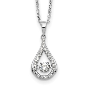 Cheryl M Sterling Silver Rhodium-plated Brilliant-cut Vibrant CZ Teardrop 18 Inch Necklace