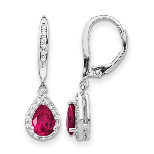 Created Gemstone & CZ Leverback Earrings