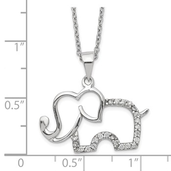 Cheryl M Sterling Silver Rhodium Plated Brilliant-cut CZ Elephant 18.25 Inch Necklace — alternate view