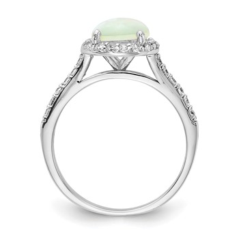 Cheryl M Sterling Silver Rhodium-plated Cabochon Lab Created Opal and Brilliant-cut CZ Halo Ring — alternate view
