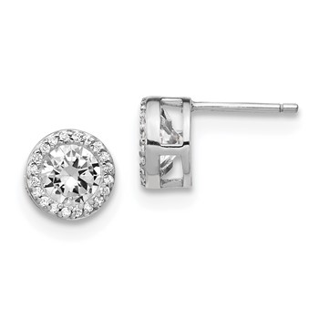 Cheryl M Sterling Silver Rhodium-plated Brilliant-cut CZ Halo Post Earrings