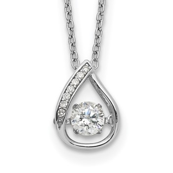 Cheryl M Sterling Silver Rhodium-plated Brilliant-cut Vibrant CZ Teardrop 18 Inch Necklace
