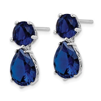 Cheryl M Sterling Silver Rhodium-plated Brilliant-cut Lab Created Dark Blue Spinel Post Dangle Earrings — alternate view