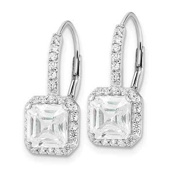 Cheryl M Sterling Silver Rhodium-plated Brilliant-cut and Asscher-cut CZ Leverback Earrings — alternate view