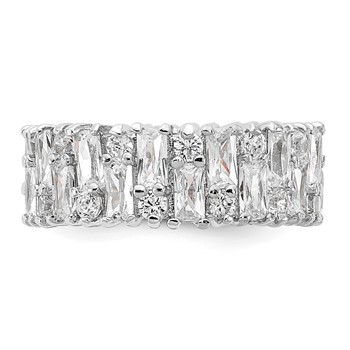 Cheryl M Sterling Silver Rhodium-plated Fancy Baguette-cut and Brilliant-cut CZ Ring — alternate view