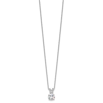 Cheryl M Sterling Silver Rhodium-plated Brilliant-cut 8mm Round CZ with CZ Split Bail 18 Inch Necklace — alternate view