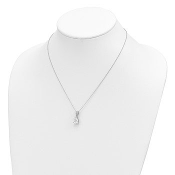 Cheryl M Sterling Silver Rhodium-plated Brilliant-cut Pear CZ Pendant 18 Inch Necklace — alternate view