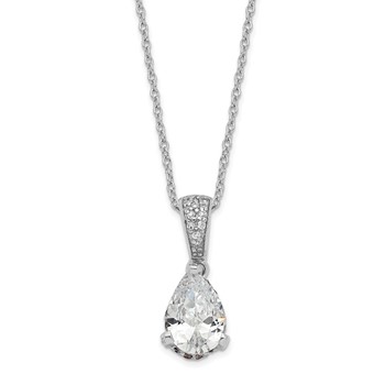 Cheryl M Sterling Silver Rhodium-plated Brilliant-cut Pear CZ Pendant 18 Inch Necklace