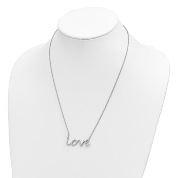 Cheryl M Sterling Silver Rhodium-plated Brilliant-cut CZ LOVE 18 Inch Necklace — alternate view