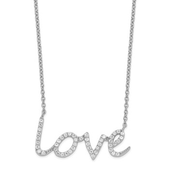 Cheryl M Sterling Silver Rhodium-plated Brilliant-cut CZ LOVE 18 Inch Necklace