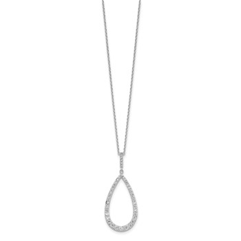 Cheryl M Sterling Silver Rhodium-plated Brilliant-cut CZ Open Pear Shape 18 Inch Necklace — alternate view