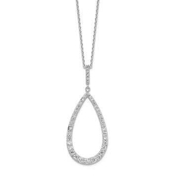 Cheryl M Sterling Silver Rhodium-plated Brilliant-cut CZ Open Pear Shape 18 Inch Necklace