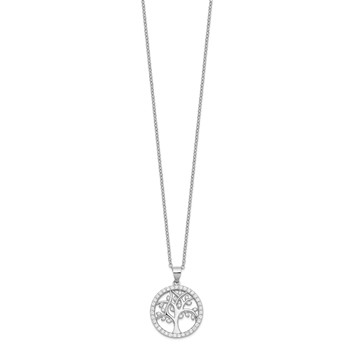 Cheryl M Sterling Silver Rhodium-plated Brilliant-cut CZ Tree Of Life 18 Inch Necklace — alternate view