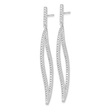 Cheryl M Sterling Silver Rhodium-plated Brilliant-cut CZ In and Out Geometric Post Dangle Earrings — alternate view