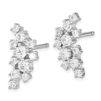 Cheryl M Sterling Silver Rhodium-plated Brilliant-cut CZ Cluster Post Dangle Earrings — alternate view