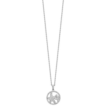 Cheryl M Sterling Silver Rhodium-plated Brilliant-cut Starfish Circle 16 Inch Necklace with 2 Inch Extender — alternate view