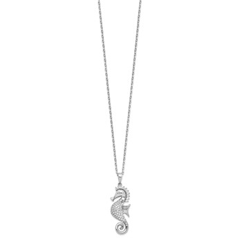 Cheryl M Sterling Silver Rhodium-plated Brilliant-cut CZ Seahorse 16 Inch Necklace with 2 Inch Extender — alternate view