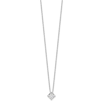 Cheryl M Sterling Silver Rhodium-plated Square Step-Cut CZ 16 Inch Necklace with 2 Inch Extender — alternate view