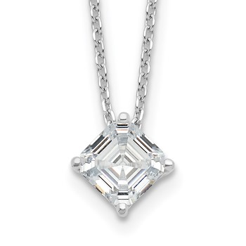 Cheryl M Sterling Silver Rhodium-plated Square Step-Cut CZ 16 Inch Necklace with 2 Inch Extender