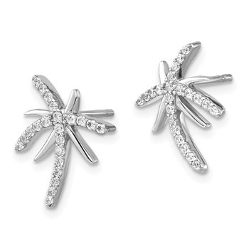 Cheryl M Sterling Silver Rhodium-plated Brilliant-cut CZ Palm Tree Post Earrings — alternate view