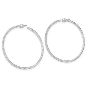 Cheryl M Sterling Silver Rhodium-plated Brilliant-cut CZ Post Hoop Earrings — alternate view