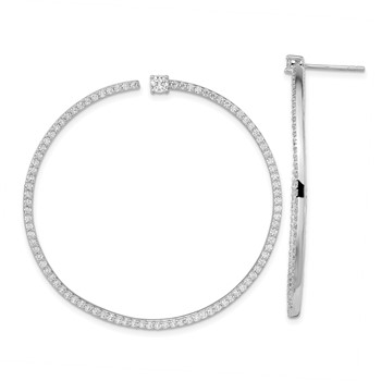 Cheryl M Sterling Silver Rhodium-plated Brilliant-cut CZ Post Hoop Earrings