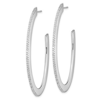 Cheryl M Sterling Silver Rhodium-plated Brilliant-cut CZ Oval Shaped Post J-Hoop Earrings — alternate view