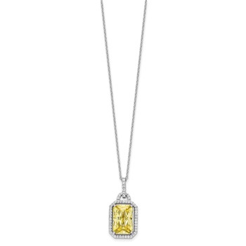 Cheryl M Sterling Silver Rhodium-plated Fancy Yellow Checkerboard-cut and White Brilliant-cut CZ 18 Inch Necklace — alternate view
