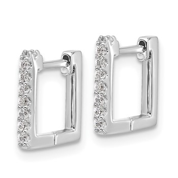 Cheryl M Sterling Silver Rhodium-plated Brilliant-cut CZ Square Hinged Post Hoop Earrings — alternate view