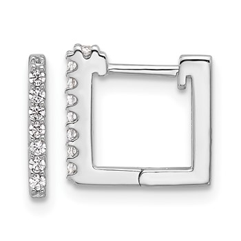 Cheryl M Sterling Silver Rhodium-plated Brilliant-cut CZ Square Hinged Post Hoop Earrings