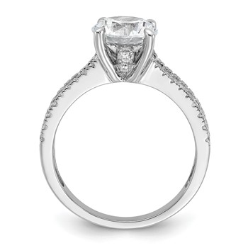 Cheryl M Sterling Silver Rhodium-plated Fancy Brilliant-cut Round CZ Center Stone Ring — alternate view