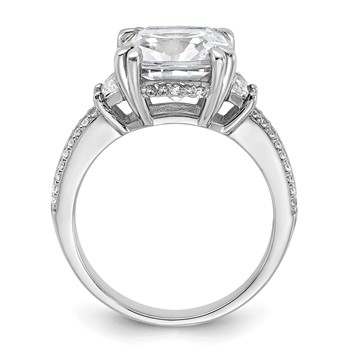 Cheryl M Sterling Silver Rhodium-plated Fancy Cushion-cut Baguette-cut and Brilliant-cut CZ Ring — alternate view