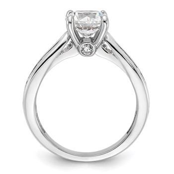 Cheryl M Sterling Silver Rhodium-plated Brilliant-cut 7.5mm Round CZ with Side Stones Fashion Ring — alternate view