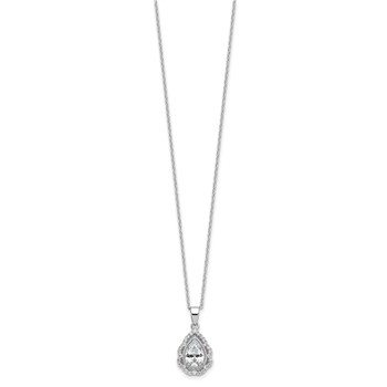 Cheryl M Sterling Silver Rhodium-plated Brilliant-cut CZ Teardrop 18 Inch Necklace with 2 Inch Extender — alternate view