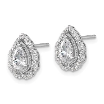 Cheryl M Sterling Silver Rhodium-plated Brilliant-cut Teardrop CZ Post Earrings — alternate view