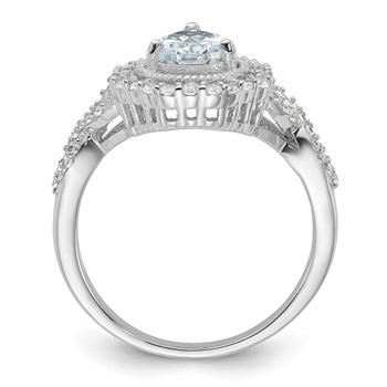 Cheryl M Sterling Silver Rhodium-plated Fancy Brilliant-cut Teardrop CZ Ring — alternate view