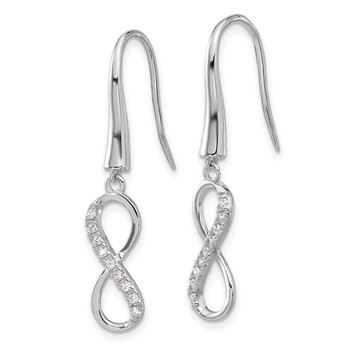 Cheryl M Sterling Silver Rhodium-plated Brilliant-cut CZ Infinity Dangle Earrings — alternate view